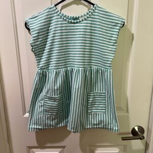 Hanna Andersson Green and White Striped Top